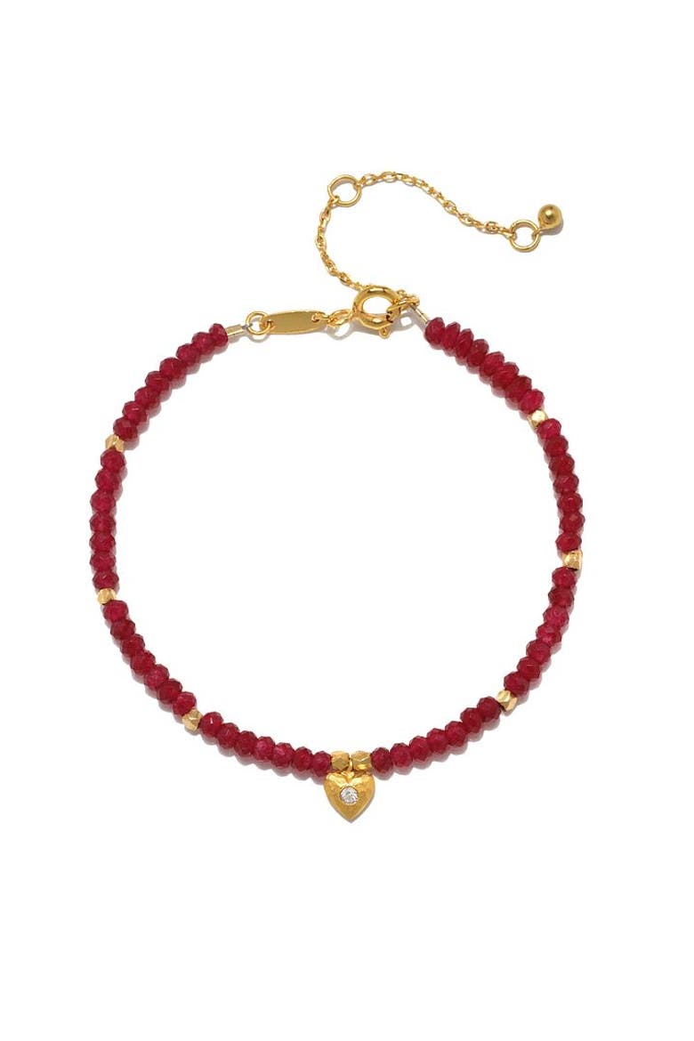 Healing Heart Red Onyx Heart Bracelet, Main, color, Red