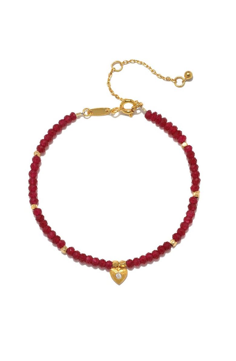 Satya Jewelry Healing Heart Red Onyx Heart Bracelet, Main, color, Red