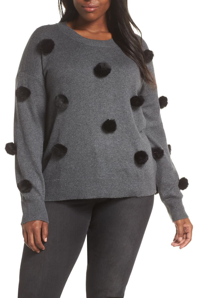 Pompom Pullover, Alternate, color, MED HEATHER GREY