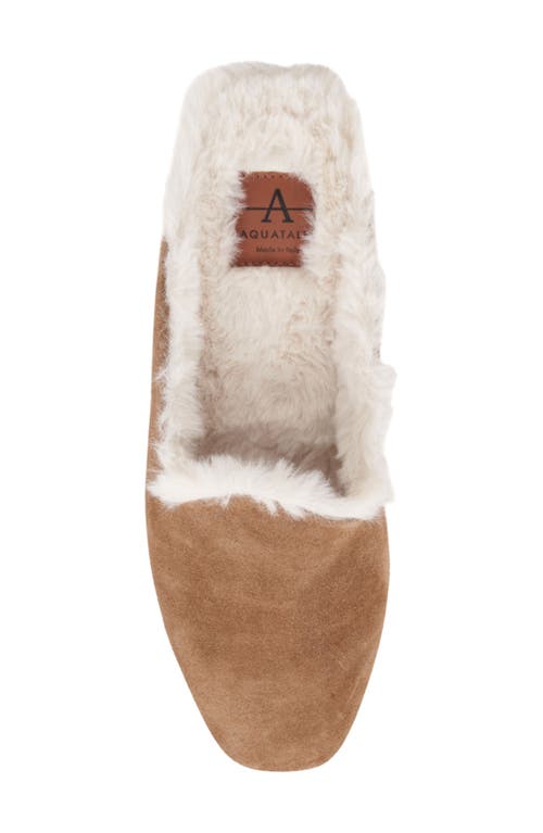 Aquatalia Rosabella Faux Fur Lined Leather Mule In Brown