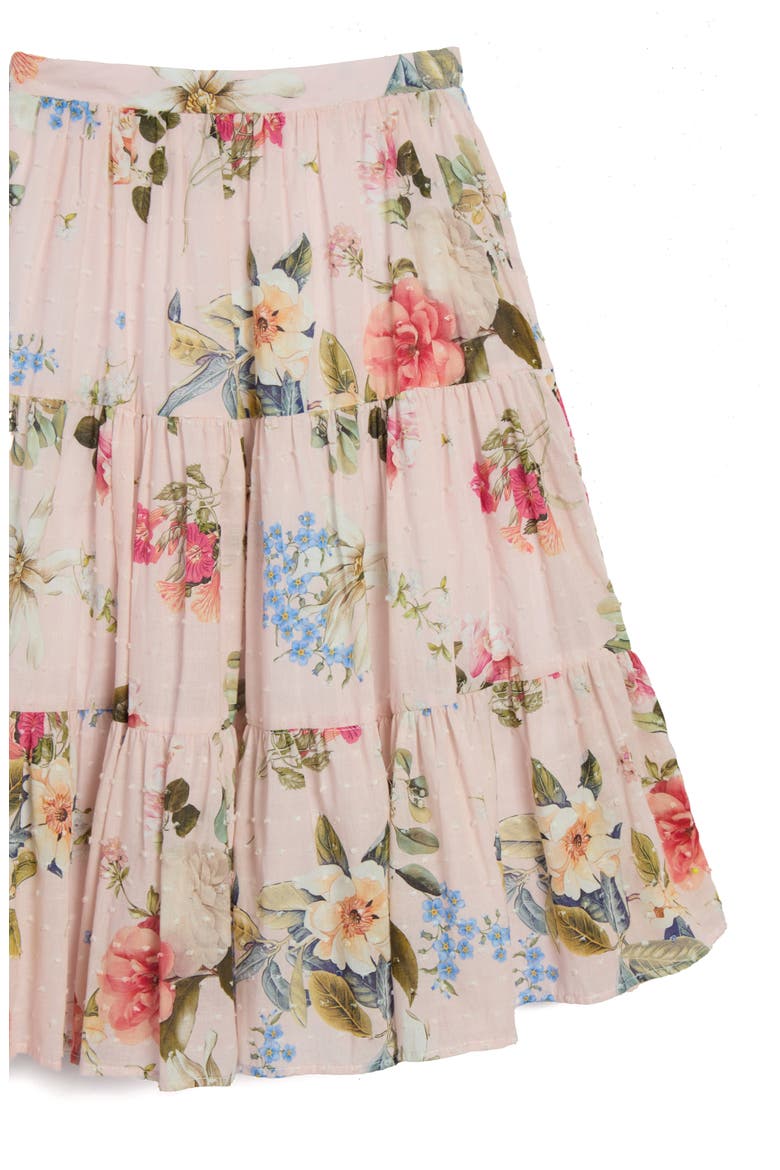 Kids' Floral Clip Dot Crop Cotton Top & Maxi Skirt Set, Alternate, color, PINK