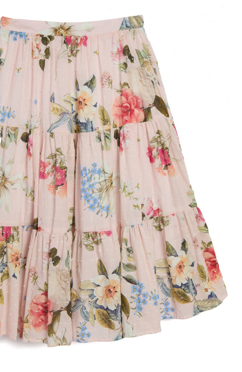 Pippa & Julie Kids' Floral Clip Dot Crop Cotton Top & Maxi Skirt Set, Alternate, color, Pink