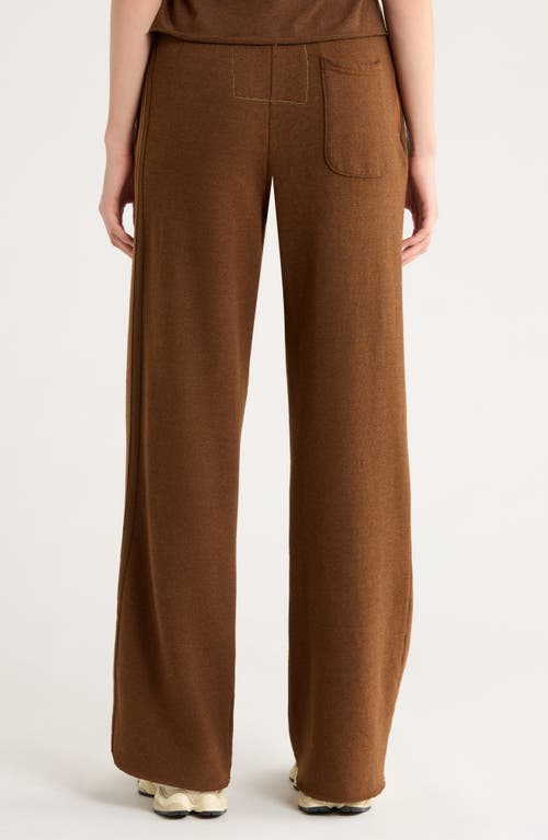 Aviator Nation 5-stripe Wide Leg Sweatpants In Brown