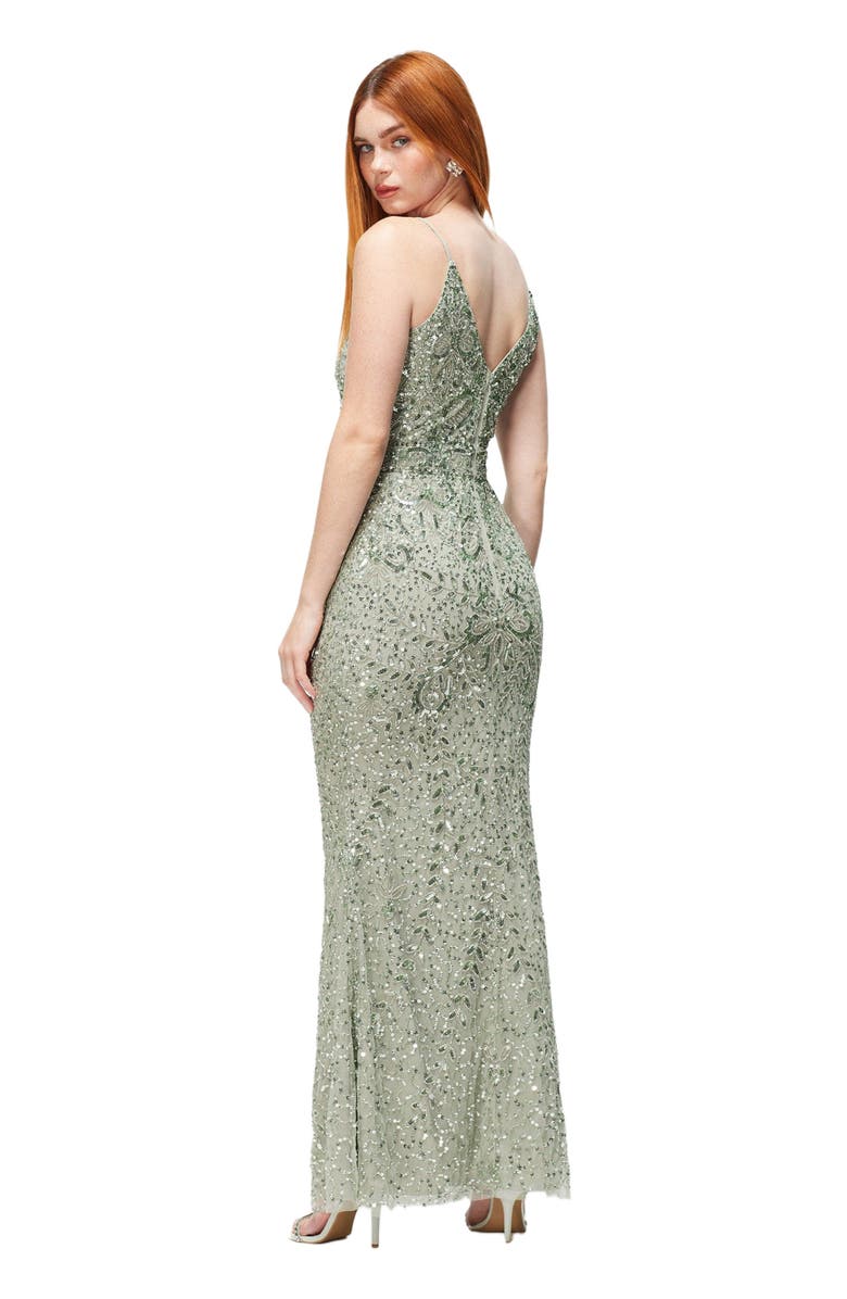 BEAUUT Occasion Embellished Sequin Beaded V Neck Evening Dress, Alternate, color,
