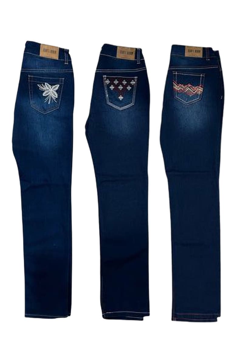 BenBen Women's 3 Pack Embroidered Stretch Fit Jeans, Alternate, color, Multicolor