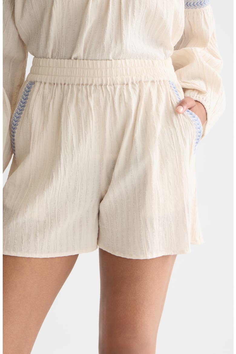 Embroidered Cotton Crepe Shorts, Alternate, color, FOG