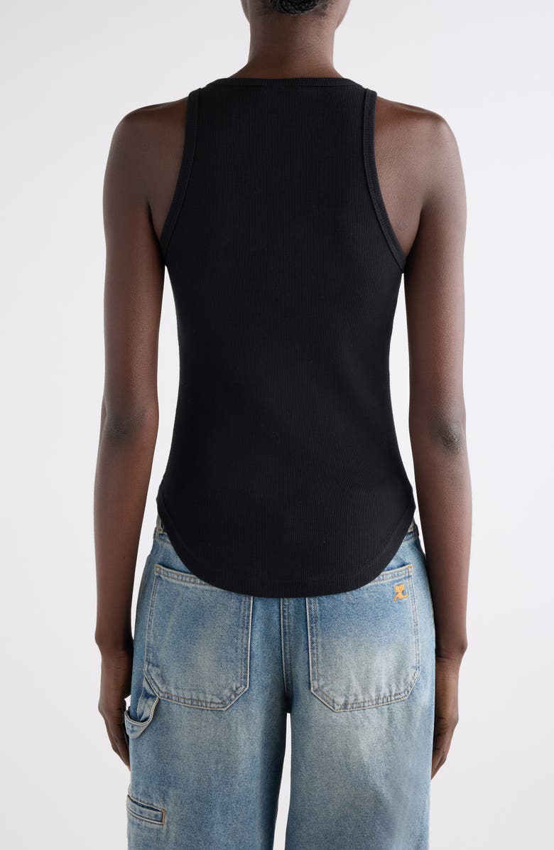 Courrèges Buckle '90s Stretch Cotton Rib Tank, Alternate, color, Black