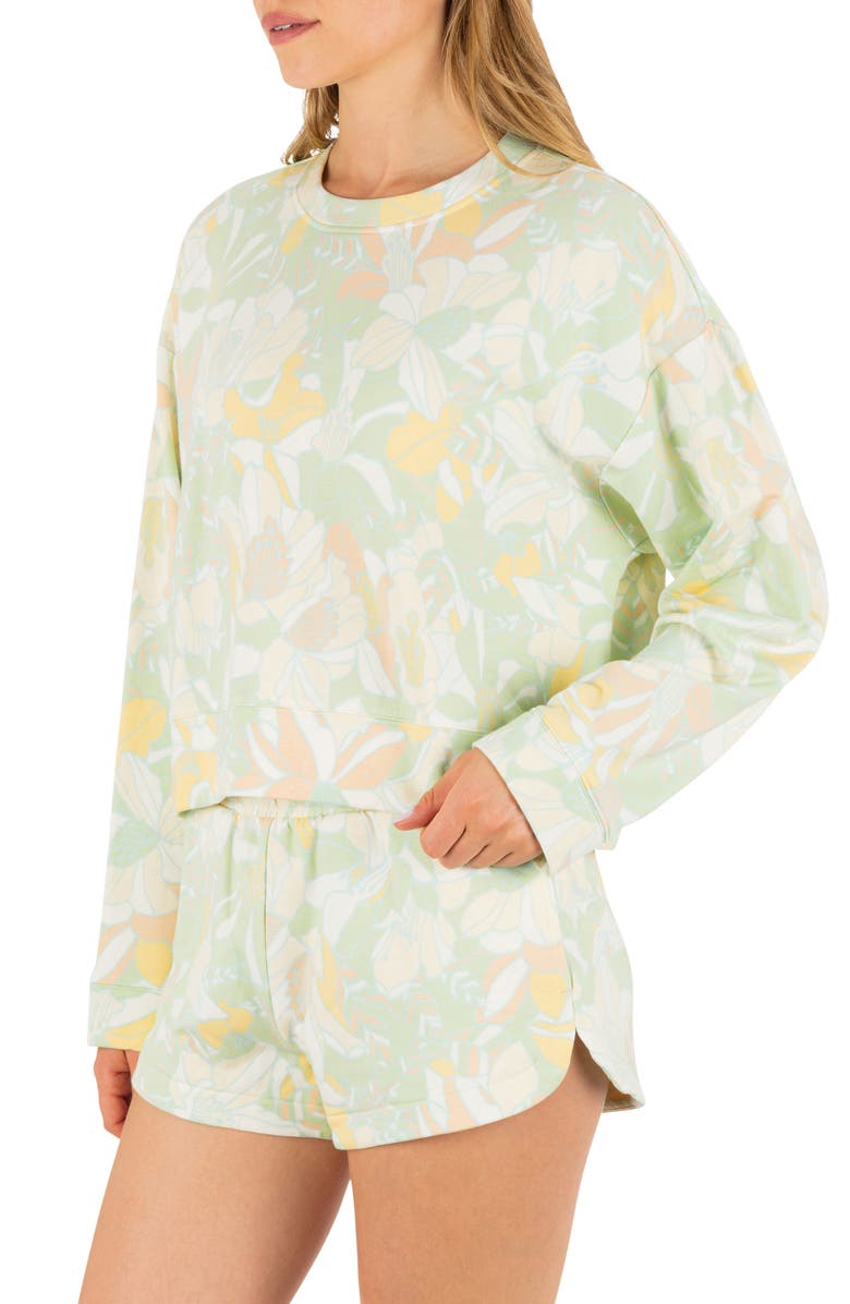 Hurley Safari Floral Boxy Crewneck Sweatshrit, Alternate, color, Spray