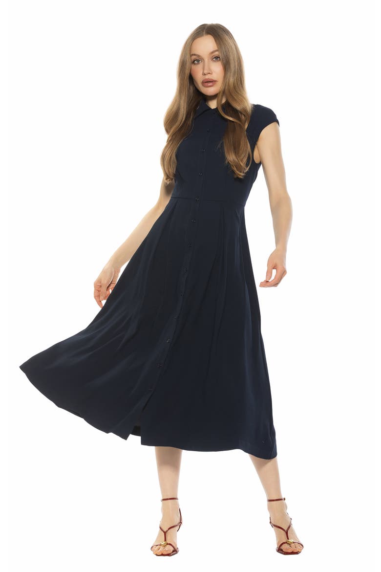 Amoura Sleeveless Midi Shirtdress, Alternate, color, NAVY