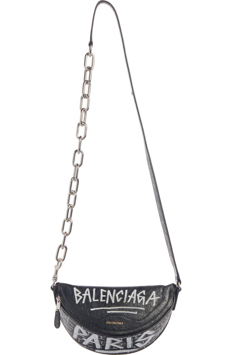 Balenciaga Extra Extra Small Souvenir AJ Logo Leather Belt Bag, Main, color,