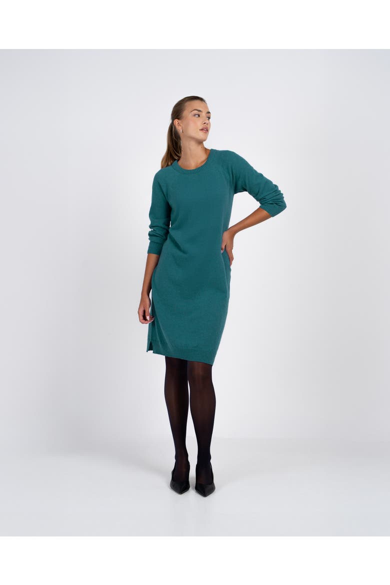 Crew Neck Knitted Dress, Alternate, color, Teal