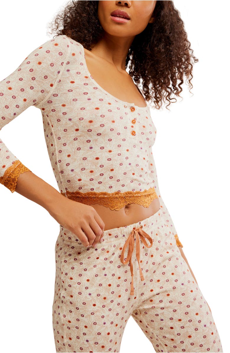 Free People Stolen Dance Pajamas, Alternate, color, Cream Combo