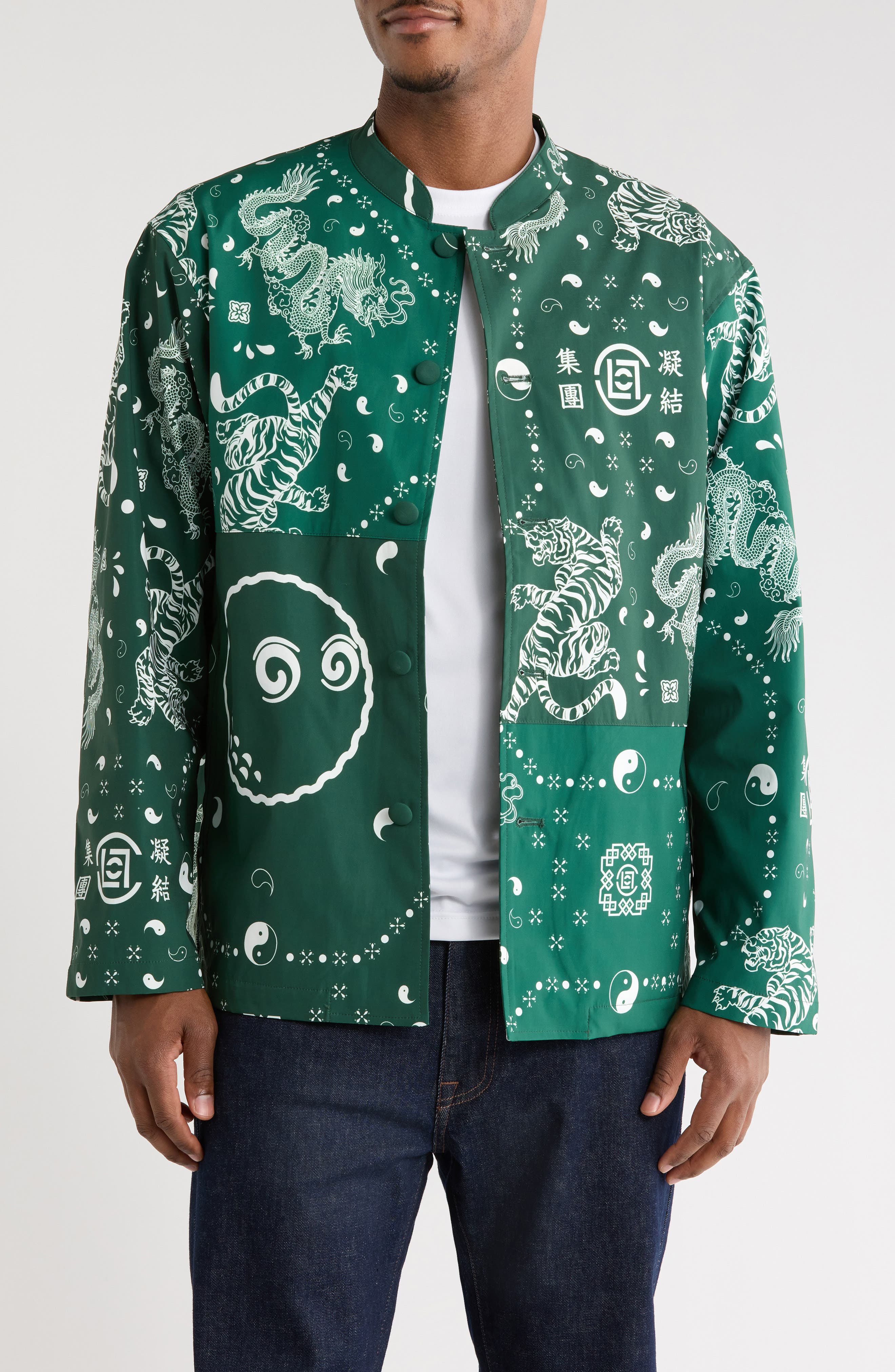 x CLOT Oversize Patchwork Print Cotton Jacket
