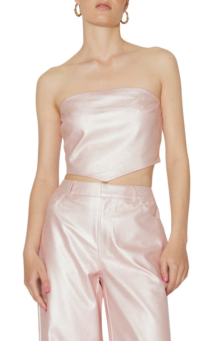 SOMETHING NEW Marie Handkerchief Hem Strapless Crop Top, Main, color, 