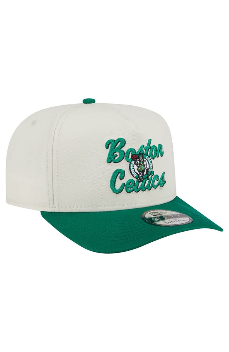 New Era Men
s New Era Cream/Kelly Green Boston Celtics Chainstitch 9FIFTY A-Frame Snapback Hat, Alternate, color, Cream