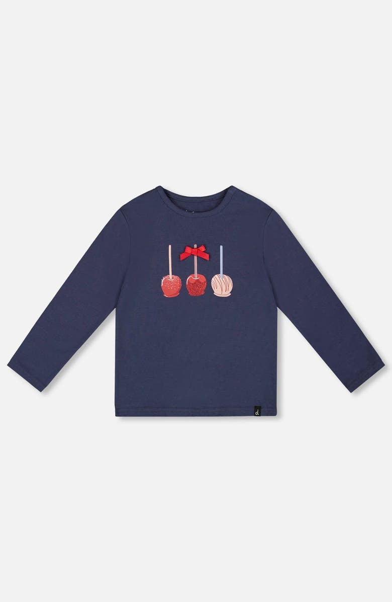 Deux par Deux Organic Cotton T-Shirt with Apple Treats, Main, color,