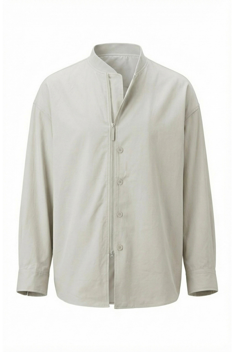 Stand Collar Long Sleeve Jacket, Alternate, color, Light Beige