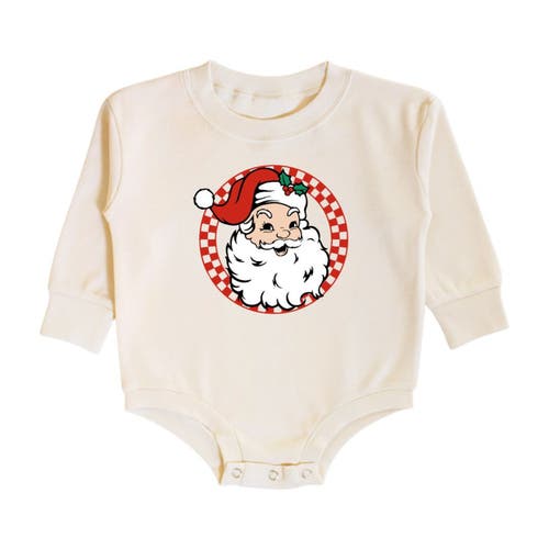 Sweet Wink Retro Santa Christmas Long Sleeve Romper In Natural