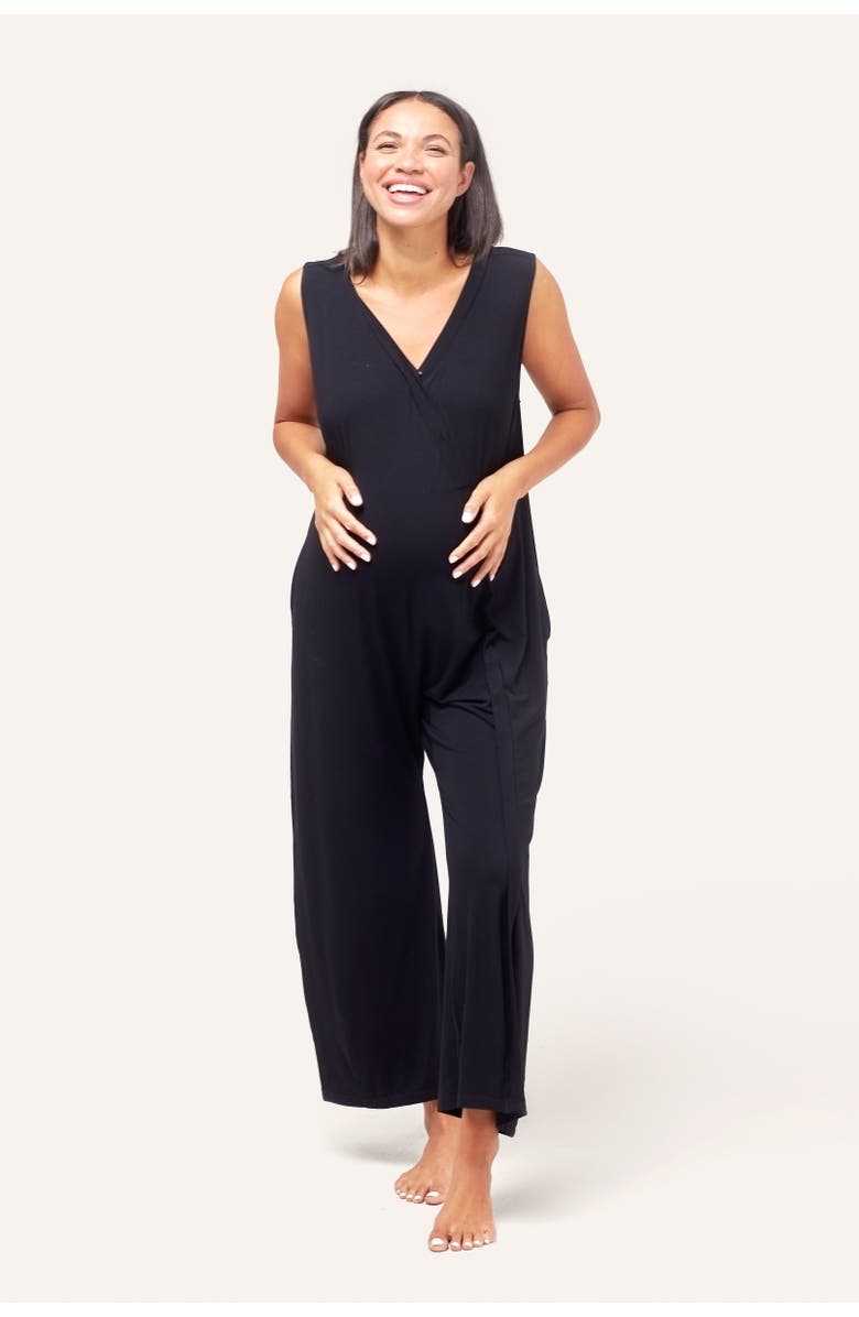 Nom Maternity Everyday Maternity & Nursing Jumpsuit, Main, color, Black