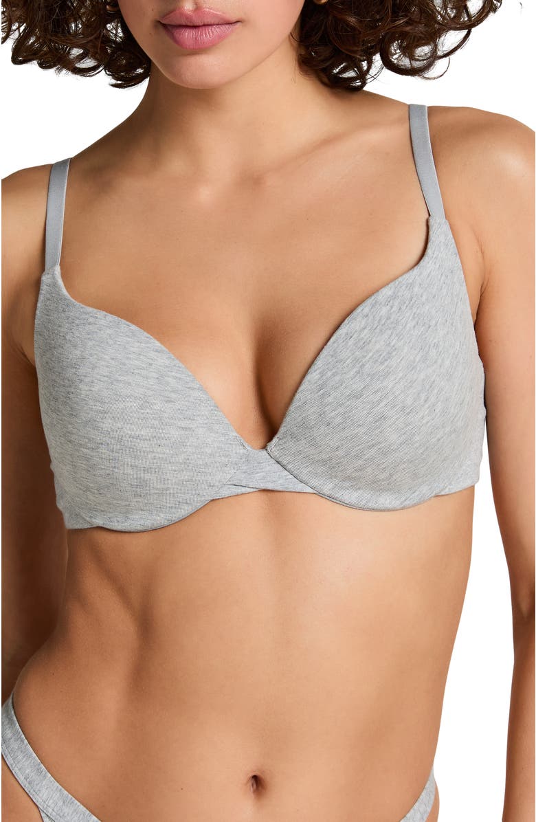 Hunkemöller Cotton Padded Underwired Push-Up Bra, Alternate, color, Grey