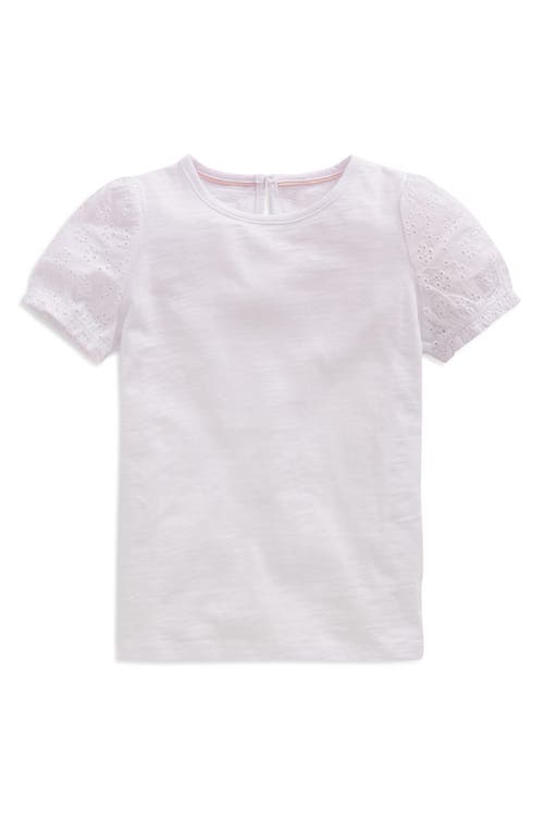 Mini Boden Kids' Embroidered Eyelet Accent Cotton Top In White