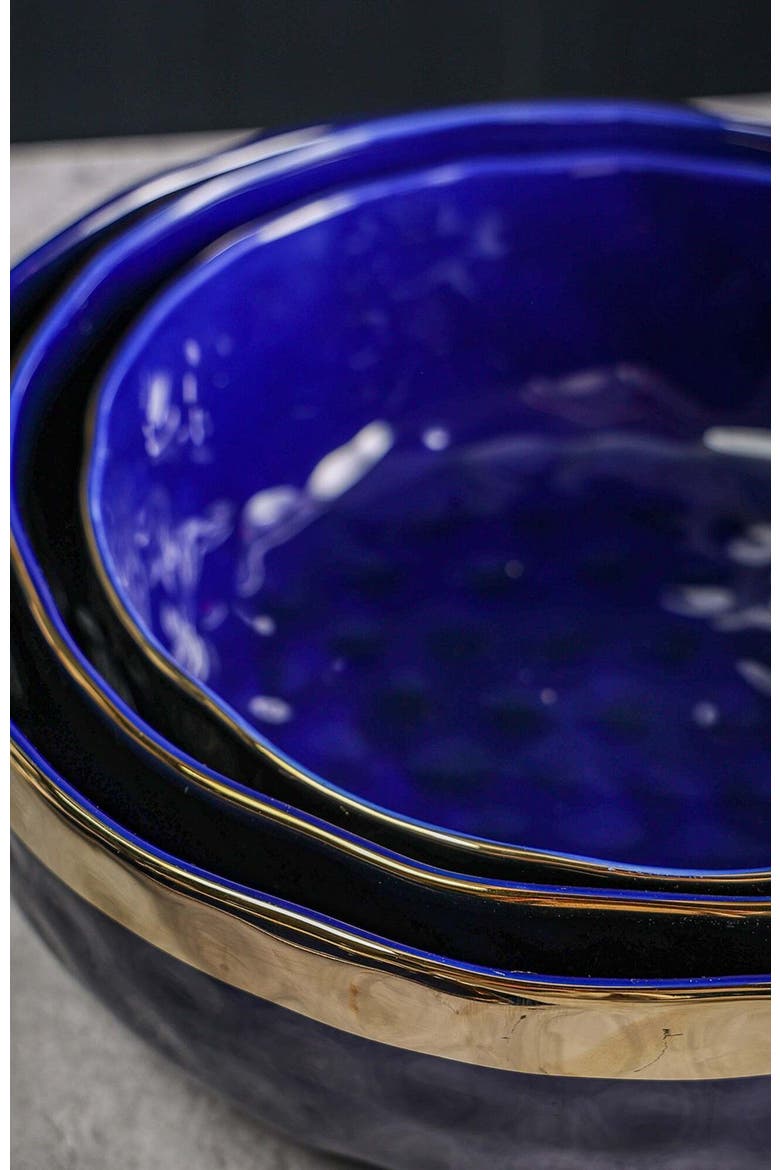 Florian Porcelain 3-Piece Serving Bowl Set, Alternate, color, Blue
