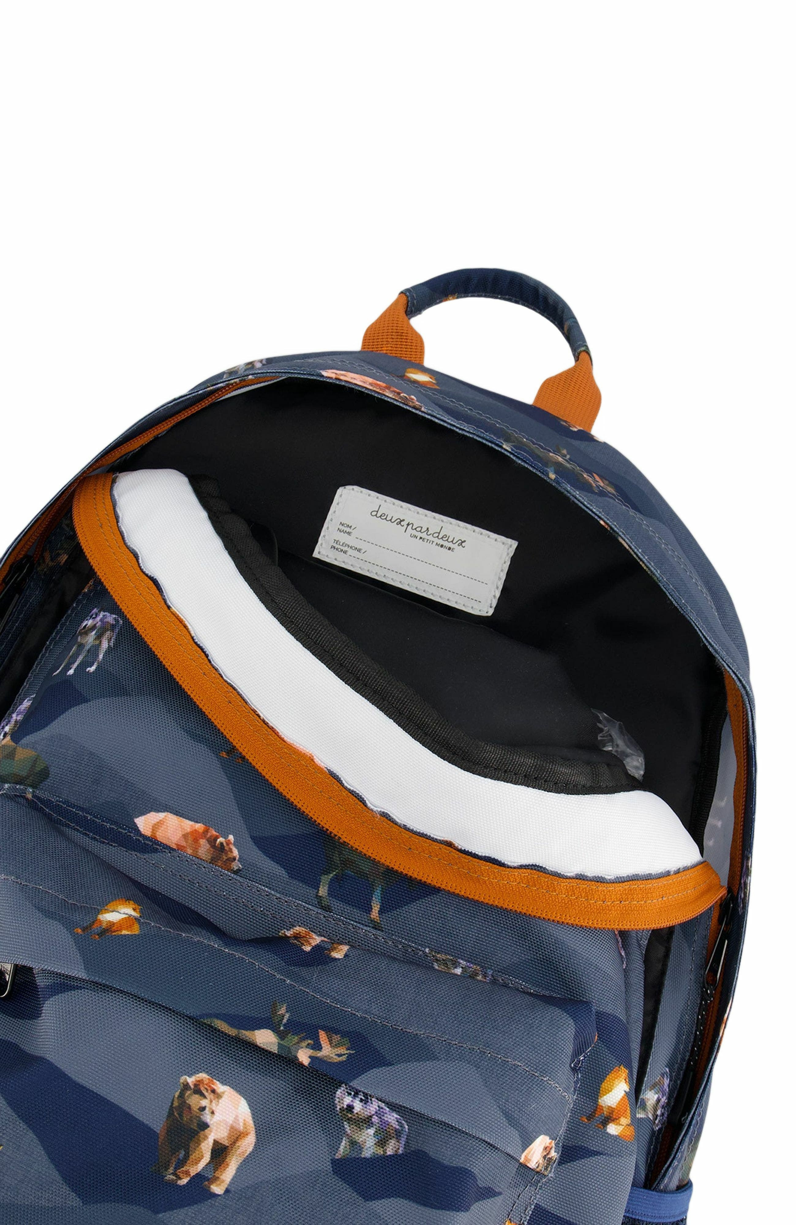 Deux par Deux Boy's Backpack Navy Printed Mountains Animals, Alternate, color, 