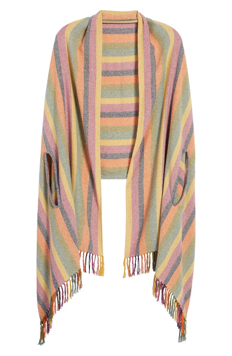 Madewell Rainbow Stripe Silk & Cotton Cape Scarf, Alternate, color,