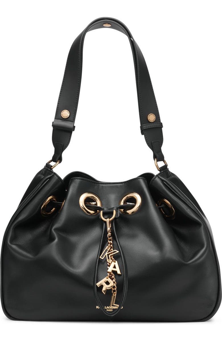 KARL LAGERFELD PARIS Desiree Large Leather Hobo, Main, color,
