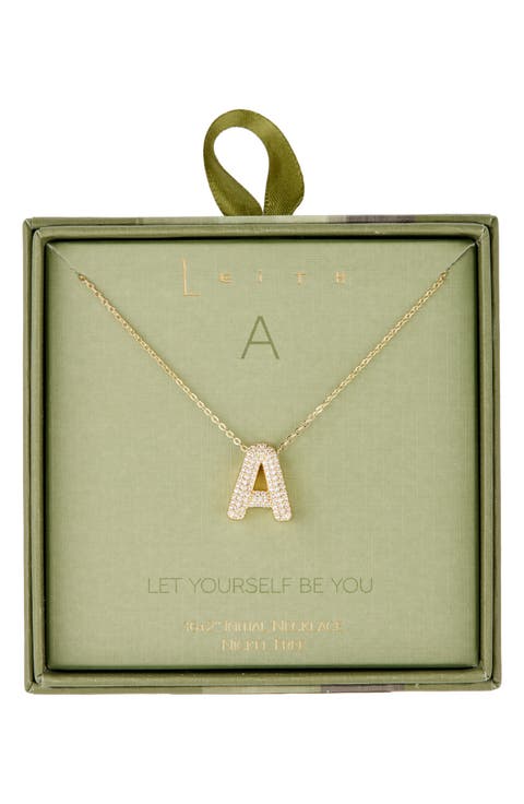 Pavé Cubic Zirconia Initial Pendant Necklace