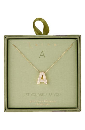 Leith Pavé Cubic Zirconia Initial Pendant Necklace In Gold