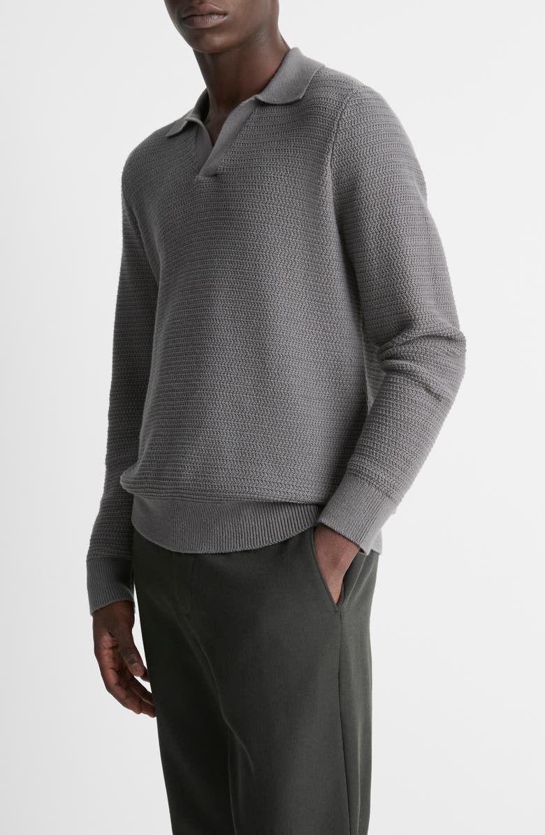 Vince Craftsman Rib Johnny Collar Sweater, Alternate, color, Rain Cloud