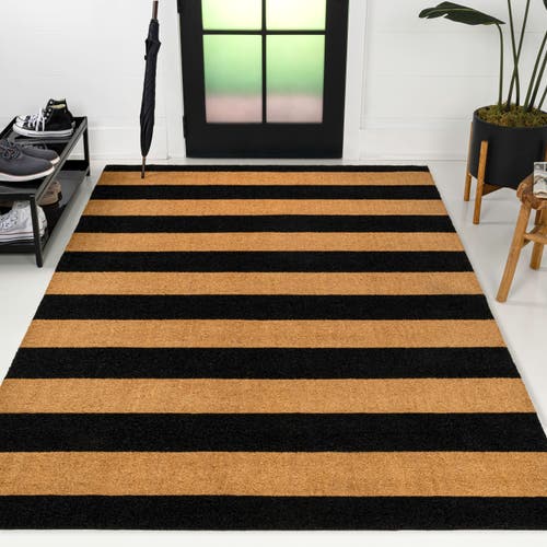Jonathan Y Sutton Modern Coastal Striped Coir Indoor/outdoor Area Rug In Multi