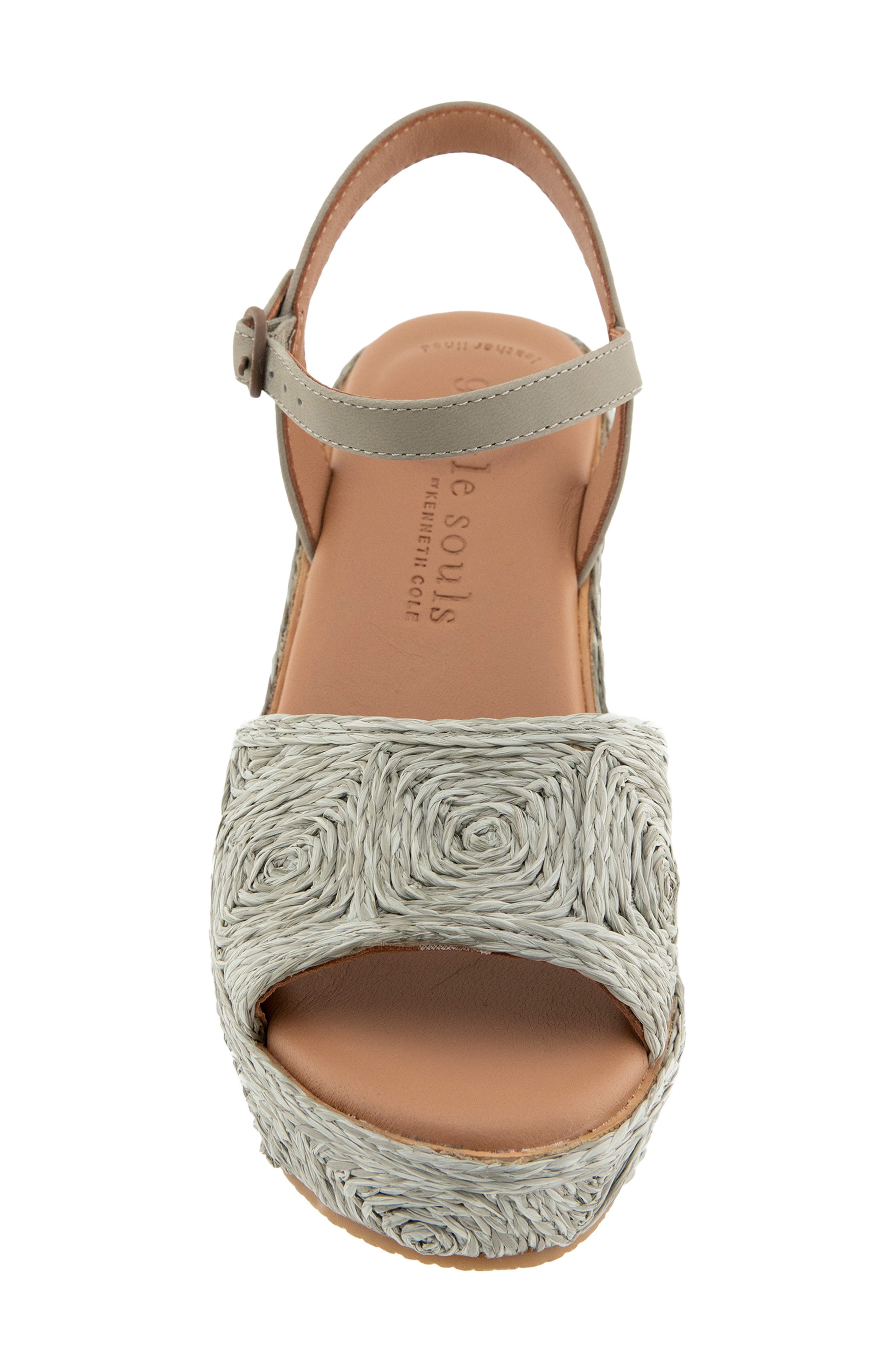 Gentle Souls Nevio Ankle Strap Platform Wedge Sandal, Alternate, color, Silver Sage Raffia