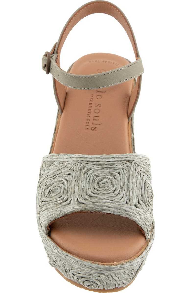Gentle Souls Nevio Ankle Strap Platform Wedge Sandal, Alternate, color, Silver Sage Raffia
