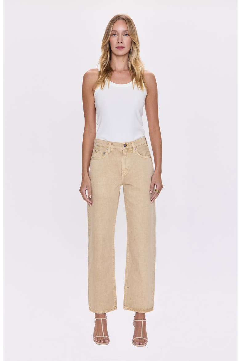 Lexi Mid Rise Bowed Straight Leg Jeans, Alternate, color, SAND DOLLAR