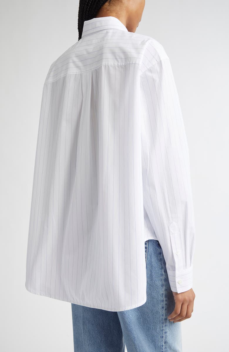 TOTEME Monogram Stripe Organic Cotton Poplin Button-Up Shirt, Alternate, color, White/ Cobalt Pinstripe