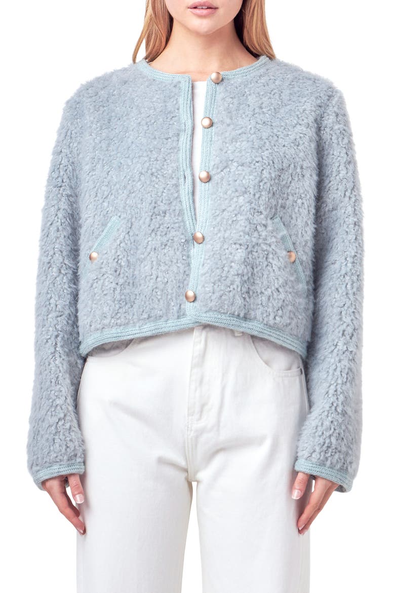 Bouclé Cardigan Jacket, Main, color, SLATE