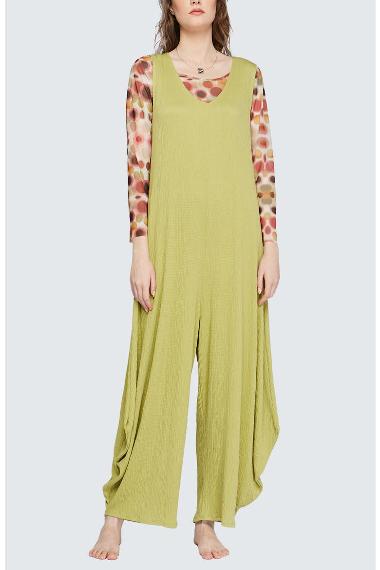 Ashley Wrinkled Viscose Jersey Jumpsuit, Main, color, Lime