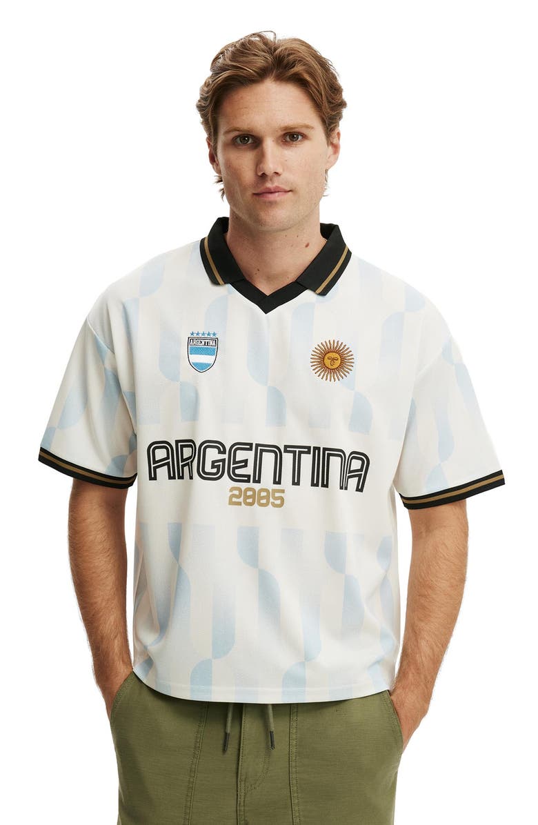 Cotton On Men's Cropped Sports Jersey, Alternate, color, Light Blue  Vintage White