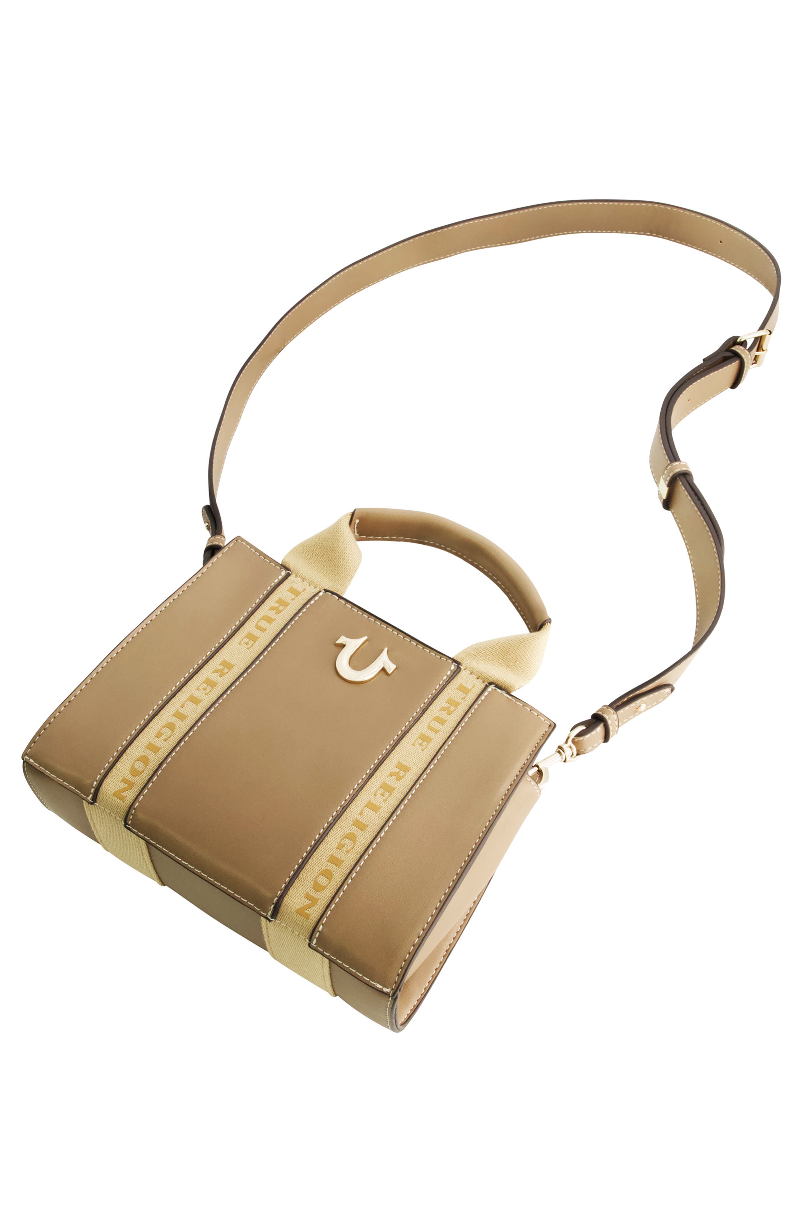 True Religion Mini Logo Convertible Tote Bag, Alternate, color, Taupe
