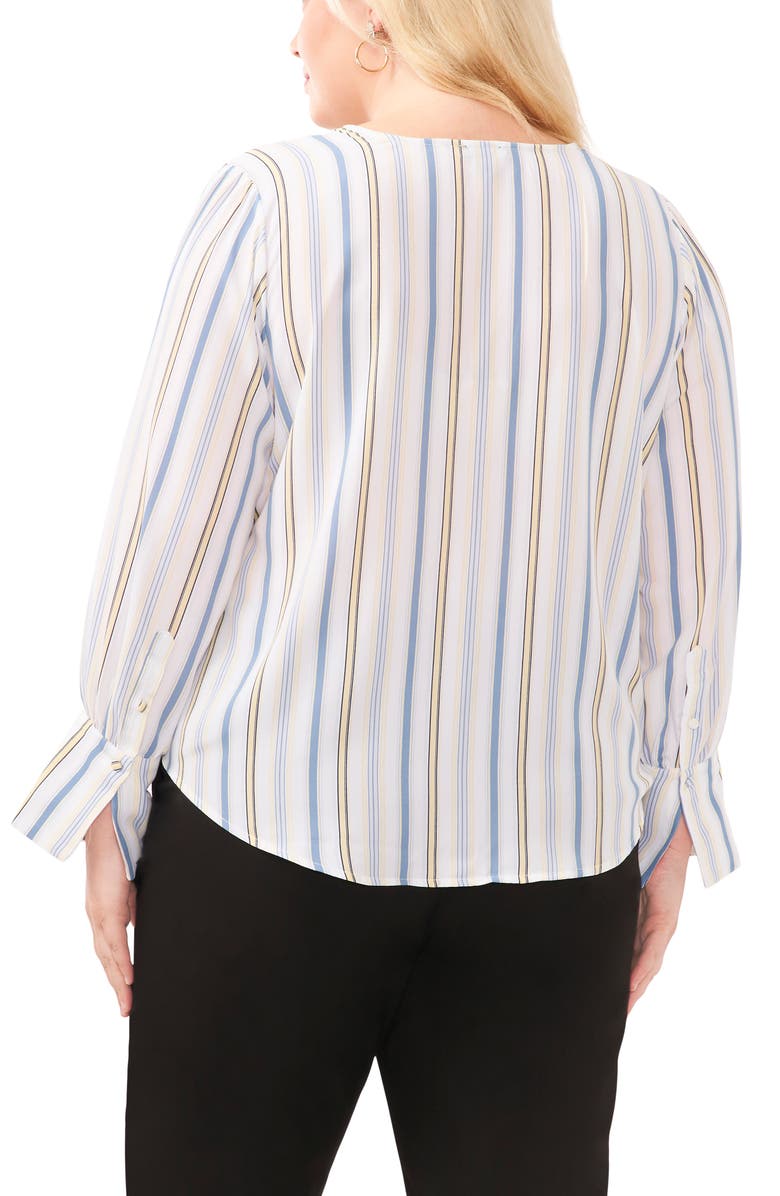 Halogen<sup>®</sup> Check Print Faux Wrap Top, Alternate, color, Bright White