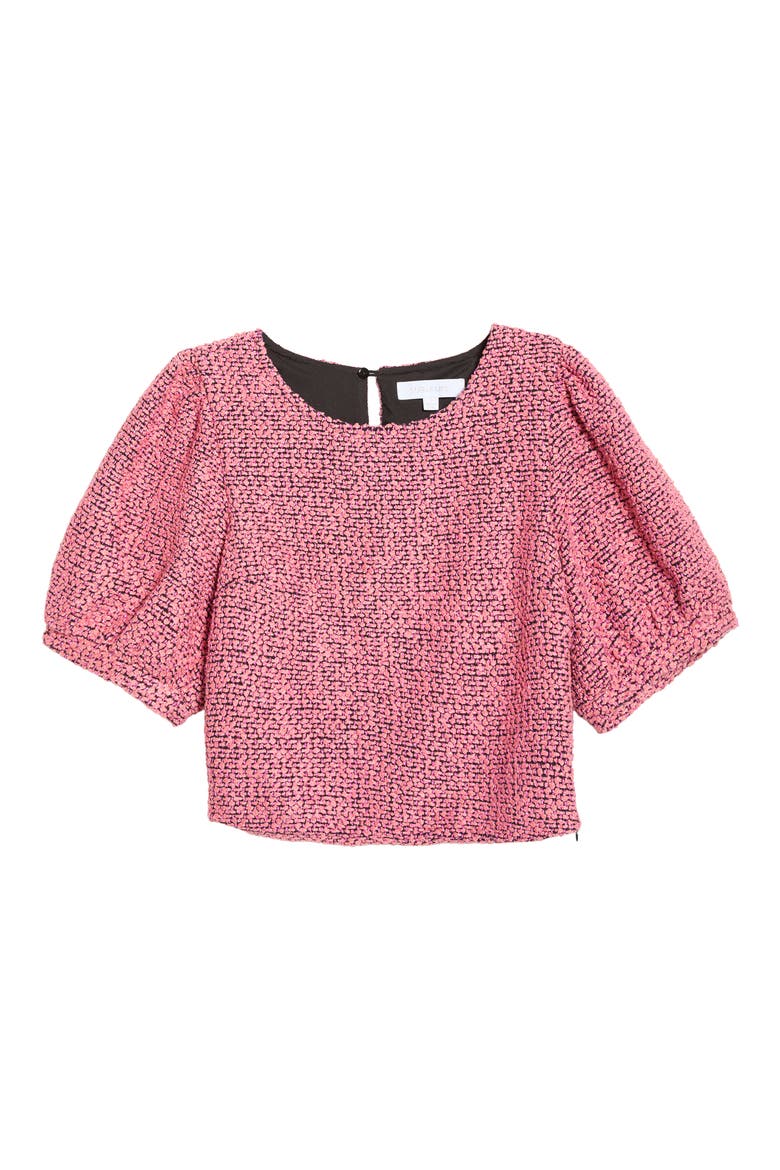 Crop Tweed Top, Alternate, color, CORAL-MUL