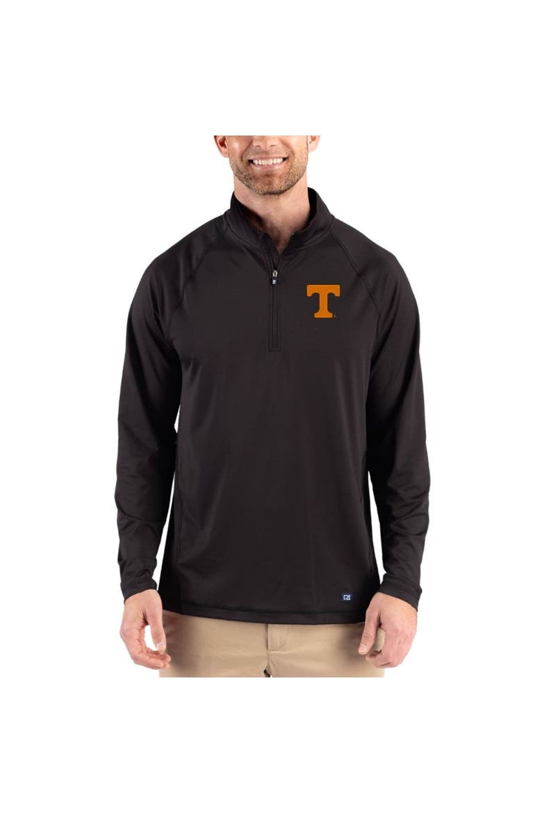 Men's Cutter & Buck Black Tennessee Volunteers Prospect Recycled Featherlight Stretch Quarter-Zip Top, Main, color, Black