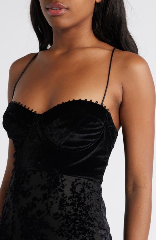 Rare London Sleeveless Burnout Velvet Gown In Black