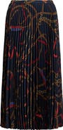 Lauren Ralph Lauren Belting Print Pleated Georgette Skirt
