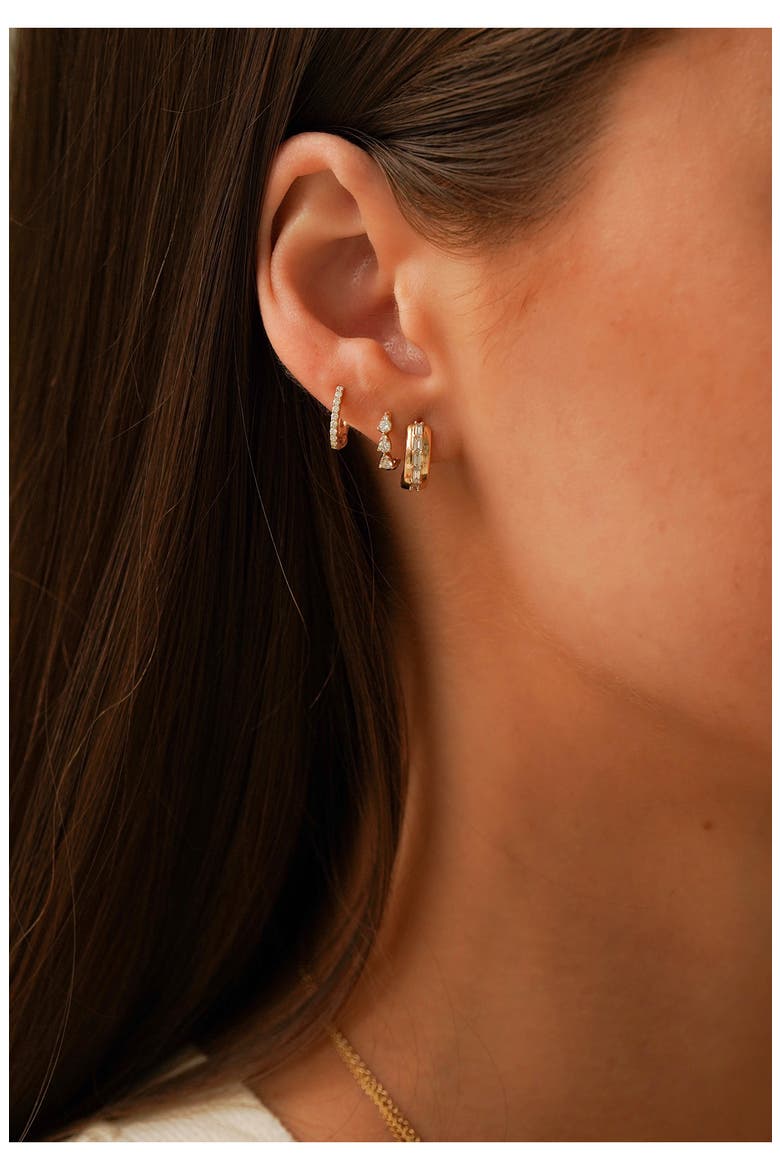 Sadie Pearl Baguette Diamond Medium Huggie Hoop Earrings, Alternate, color, YELLOW GOLD
