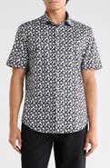 Bugatchi OoohCotton® Palm Tree Print Short Sleeve Button-Up Shirt