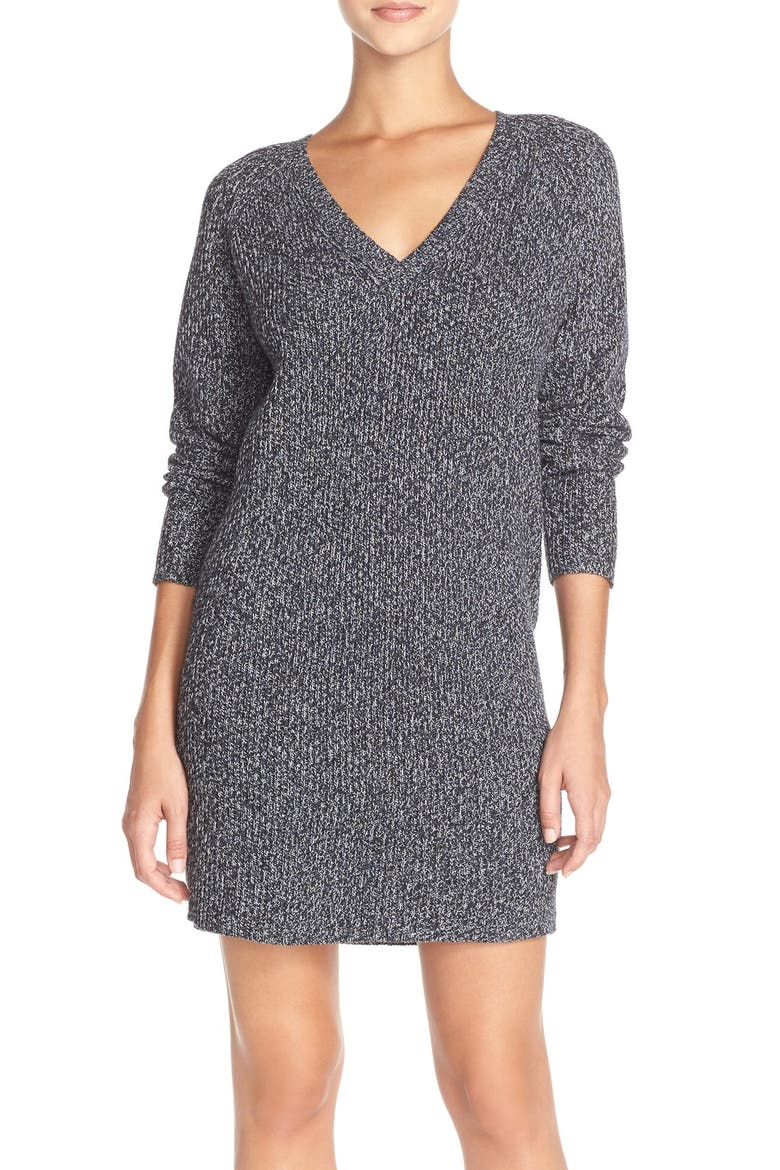 'Naughty Brights' Cotton Sweater Dress, Main, color, BLACK/ WHITE
