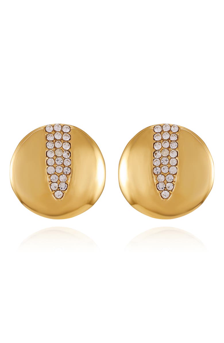 Vince Camuto Pavé Crystal Disc Drop Earrings, Main, color, Gold Tone